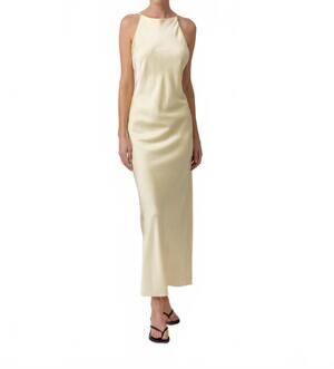 NEW LINE AND DOT satin maxi dress in butter yellow